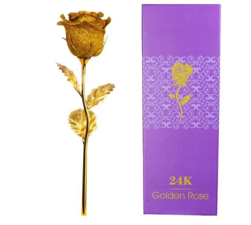 Rose 24k Gold Foil Trim Dipped Plated Golden Rose