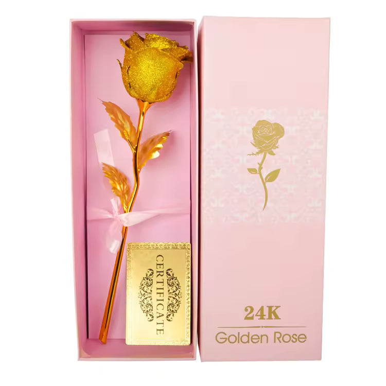 Rose 24k Gold Foil Trim Dipped Plated Golden Rose